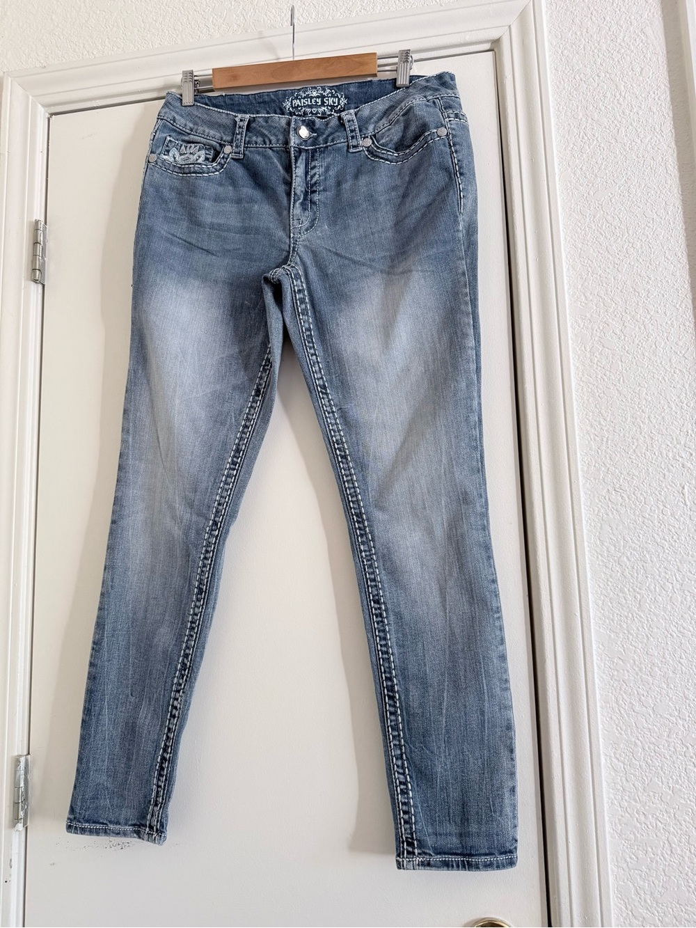 Paisley Sky Women's Faded Blue Skinny Jeans